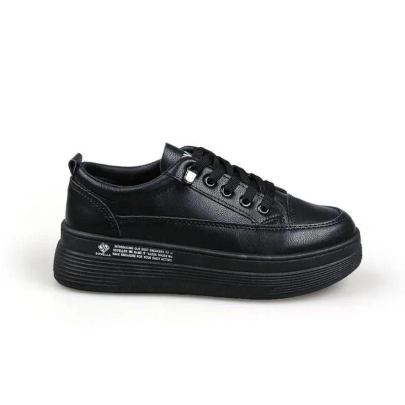 Sepatu Sneakers Olahraga Sport Kets Putih Hitam Wanita Sepatu Sekolah Wanita Hitam Polos