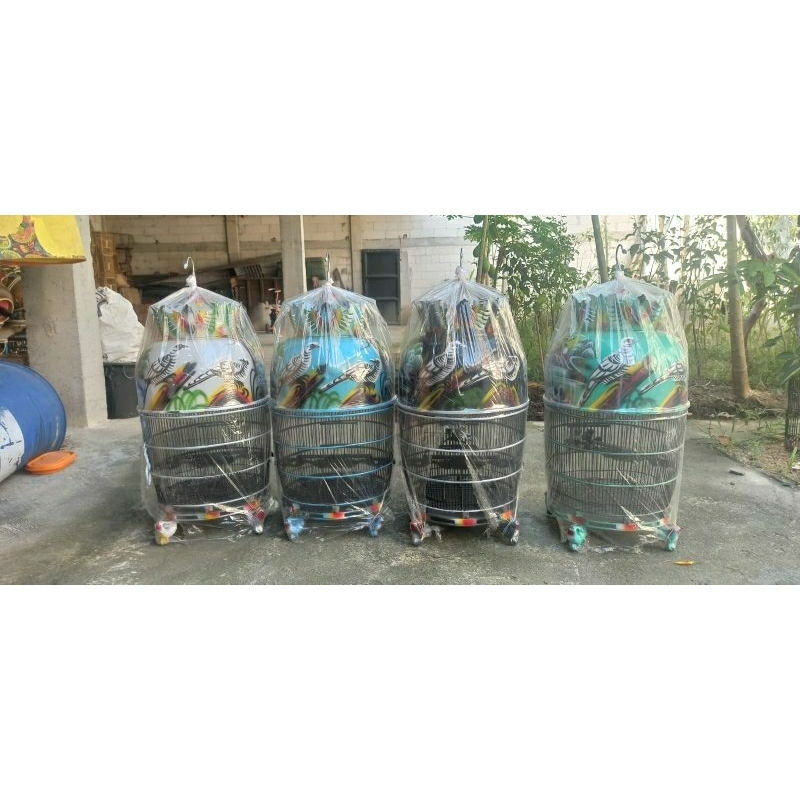 sangkar perkutut bermotif airbrush