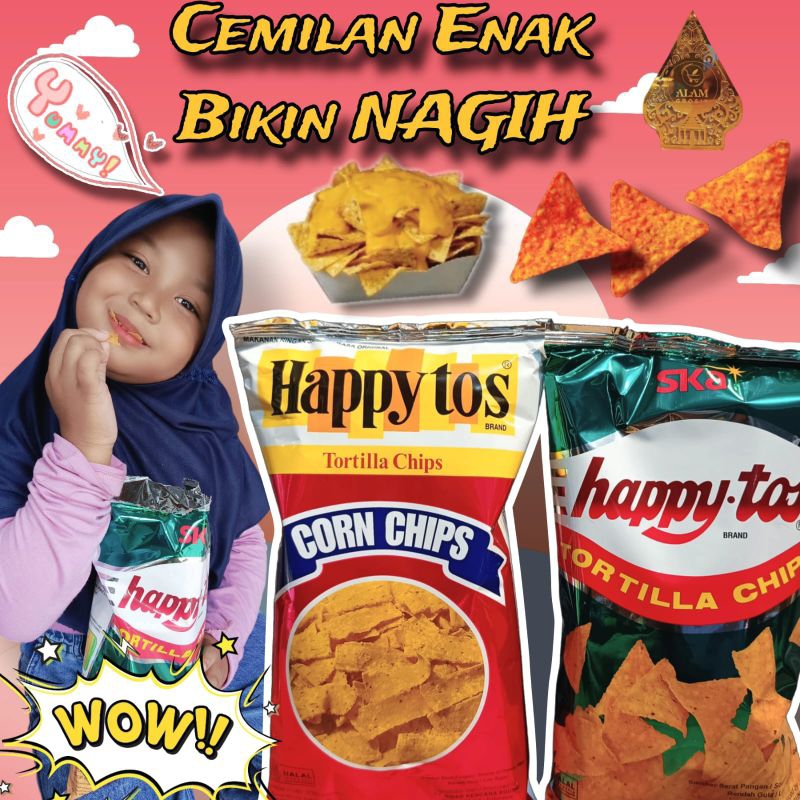 

Happy Tos Merah Brand Corn Chips Rasa Original 140gr, 1 pcs