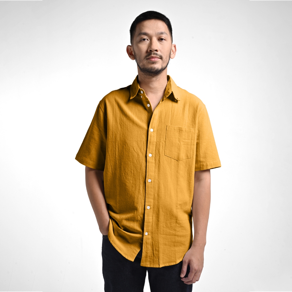 Nordhenbasic Relaxed Shirt Short 100% Cotton  Mustard Pria