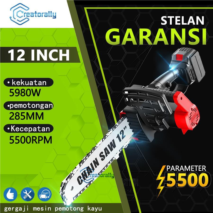 CREATORALLY gergaji mesin mini pemotong kayu 12 inch gergaji mesin listrik baterai portable