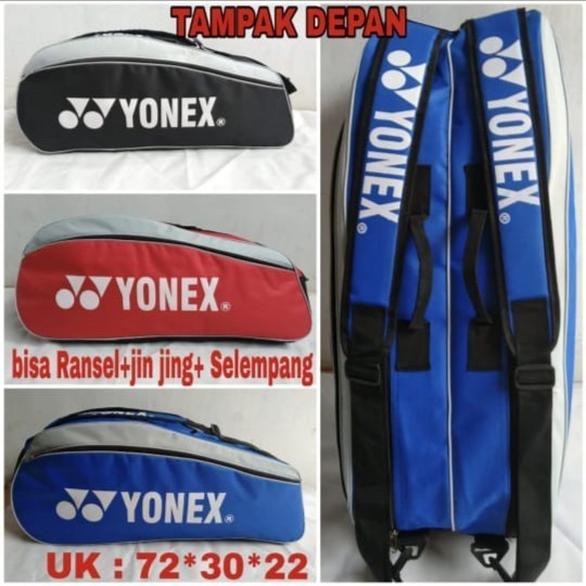 Tas Raket Badminton / Tenis Yonex (2 Ruang Besar + 1 Ruang kecil)