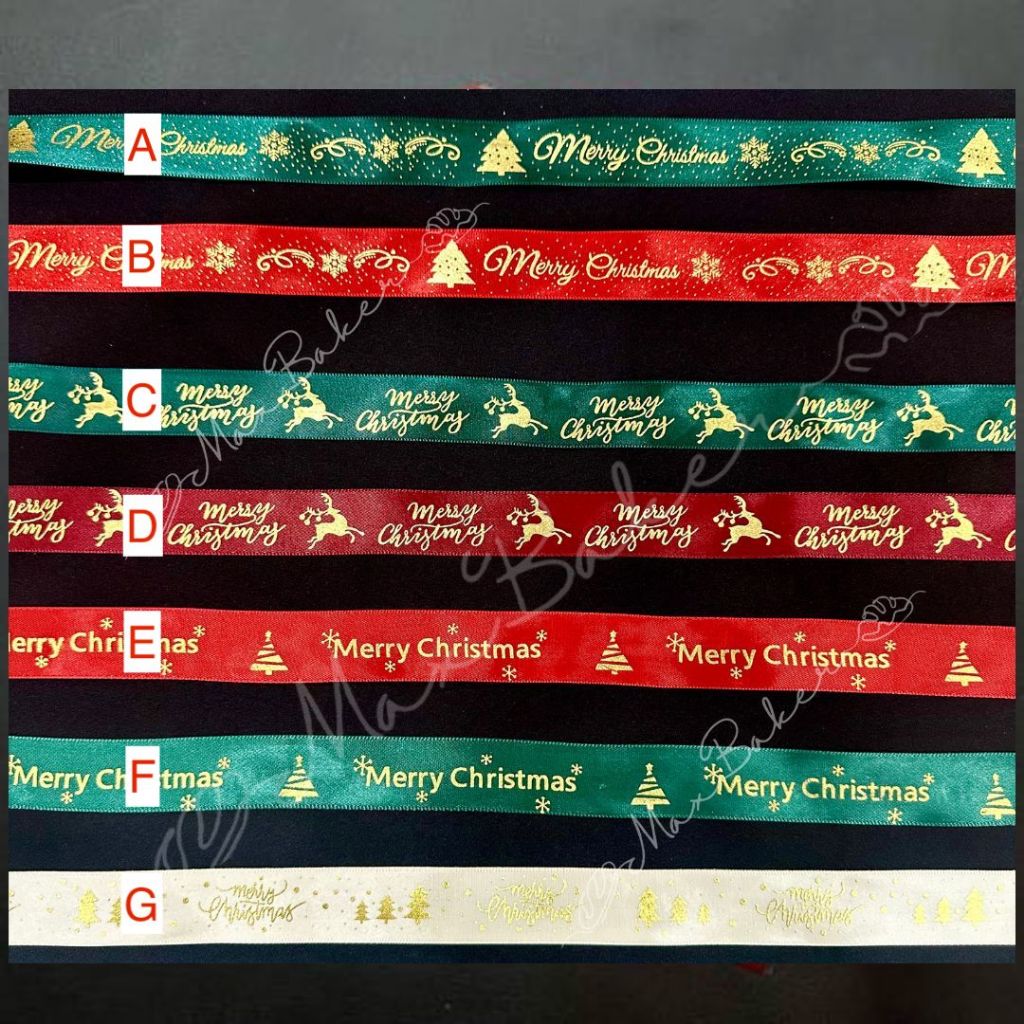 

Pita Hampers Satin Natal Per Roll 25 Yard Emboss lebar 2,5 cm
