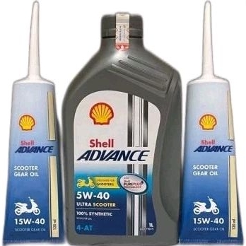PAKET OLI SHELL ADVANCE ULTRA SCOOTER MATIC 1L + OLI GEAR GARDAN SHELL ADVANCE FOR YAMAHA NMAX AEROX