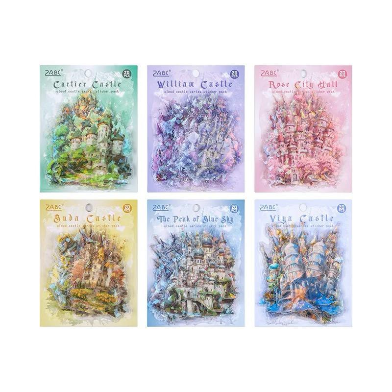 

20 Pcs/Pak Castle on the clouds waterproof PET handbook sticker
