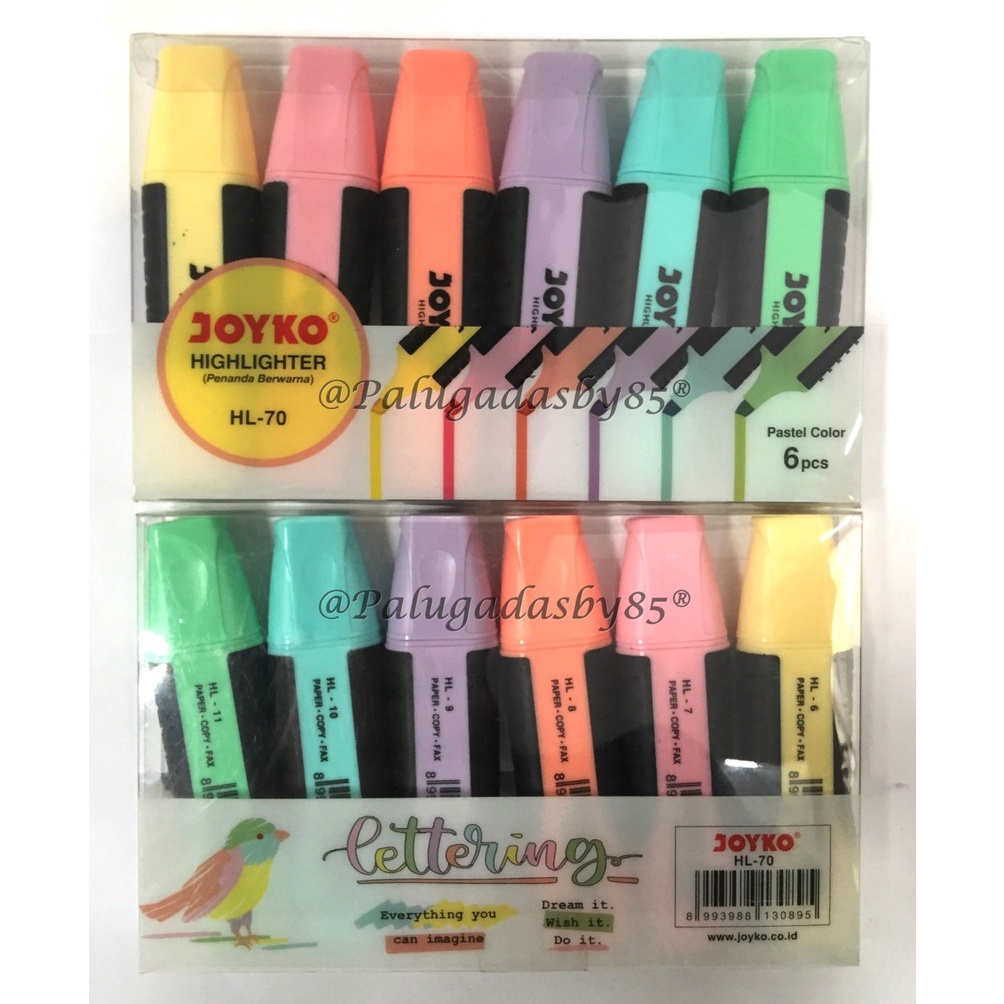 

KODE O34B Highlighter Joyko HL7 1 Set Isi 6 Pcs 6 Warna Pastel Highlighter Penanda Berwarna Joyko HL7 Pastel Color 1 Set 6 Pcs