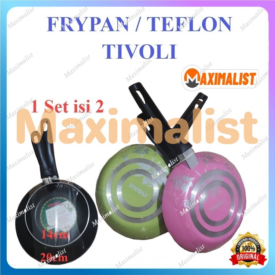 TIVOLI Frypan / Wajan Penggorengan Anti Lengket Serbaguna 1 Set isi 2 Pcs - Teflon 2 Pcs Fray Pan Se