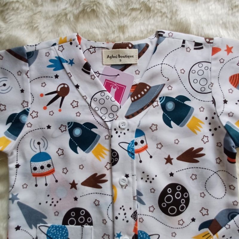 Baju Setelan Piyama anak Bahan katun Adem tanpa kerah