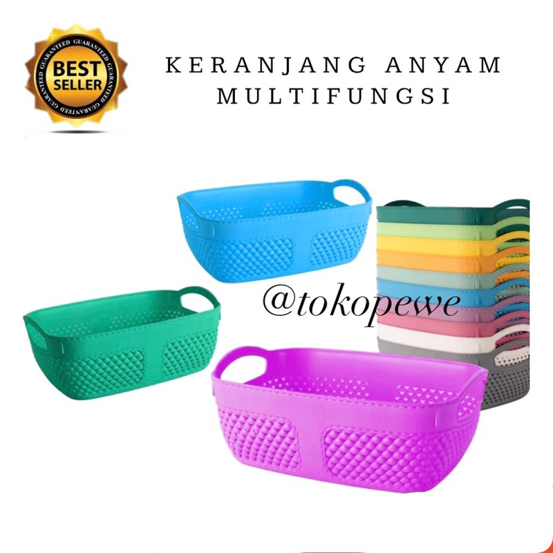 KERANJANG ANYAM PLASTIK SERBAGUNA / KERANJANG MULTIFUNGSI / KOTAK TEMPAT RAK PENYIMPANAN ATK SABUN M