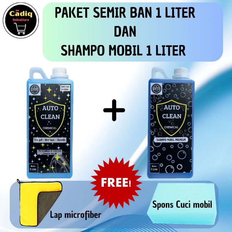 paket semir ban 1 liter dan shampo mobil 1 liter