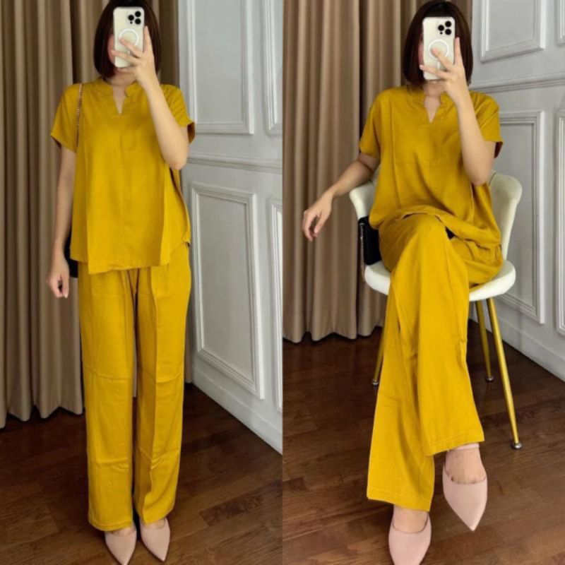One Set Polos Kerah Sanghai - One Set Busui - Setelan Lengan Pendek - Setelan Dayli Premium - Baju S