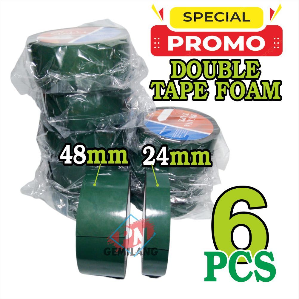 

PROMO Double Tape FOAM Double Tape 2 sisi | 1inch 24mm & 2 inch 48mm panjang 5 meter