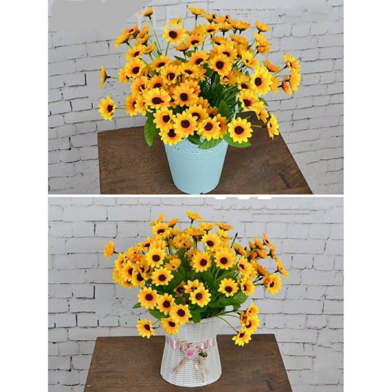 Bunga Matahari Plastik / BUKET BUNGA MATAHARI KECIL PLASTIK 7 CABANG DEKORASI RUANG TAMU ACARA
