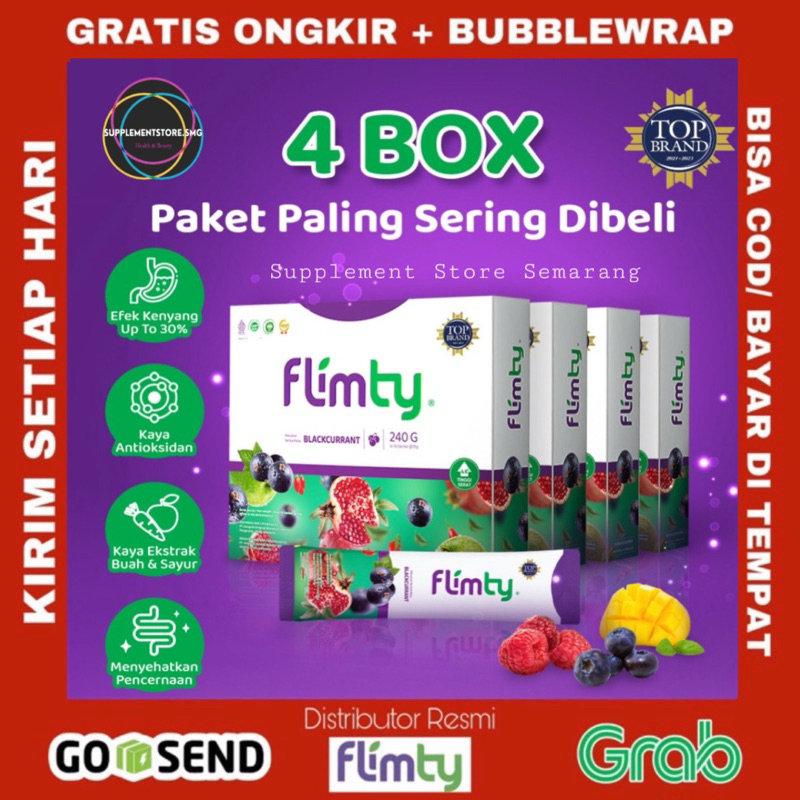 

PAKET 4 BOX 64 Sachet FLIMTY FIBER DETOX DIET PELANCAR BAB PELANGSING SLIMMING HALAL BPOM