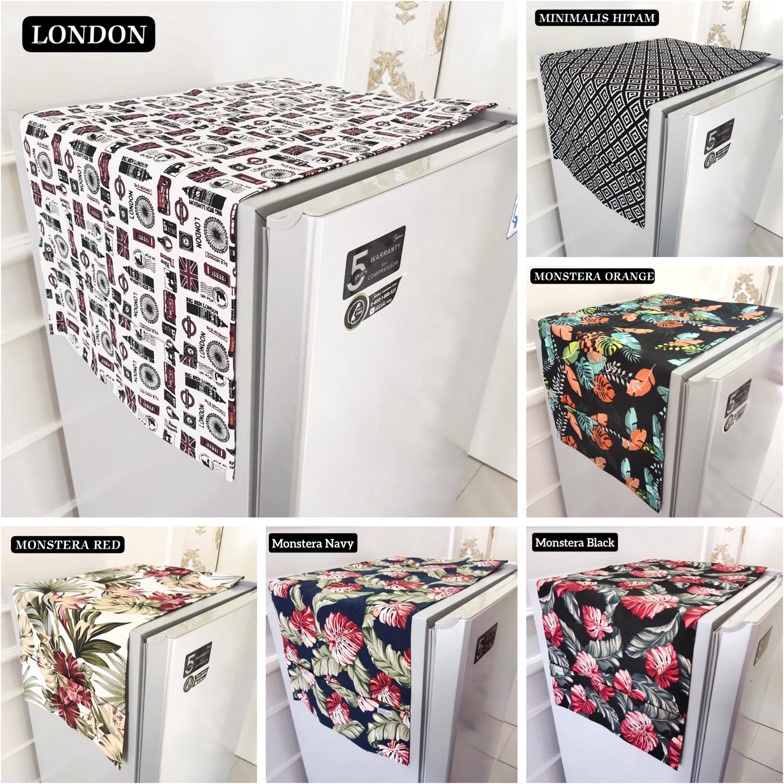 KODE O68P Taplak Kulkas Aesthetic 1 Pintu Bahan Kain Kanvas Aneka Motif  Sarung Kulkas 2 Pintu dan P