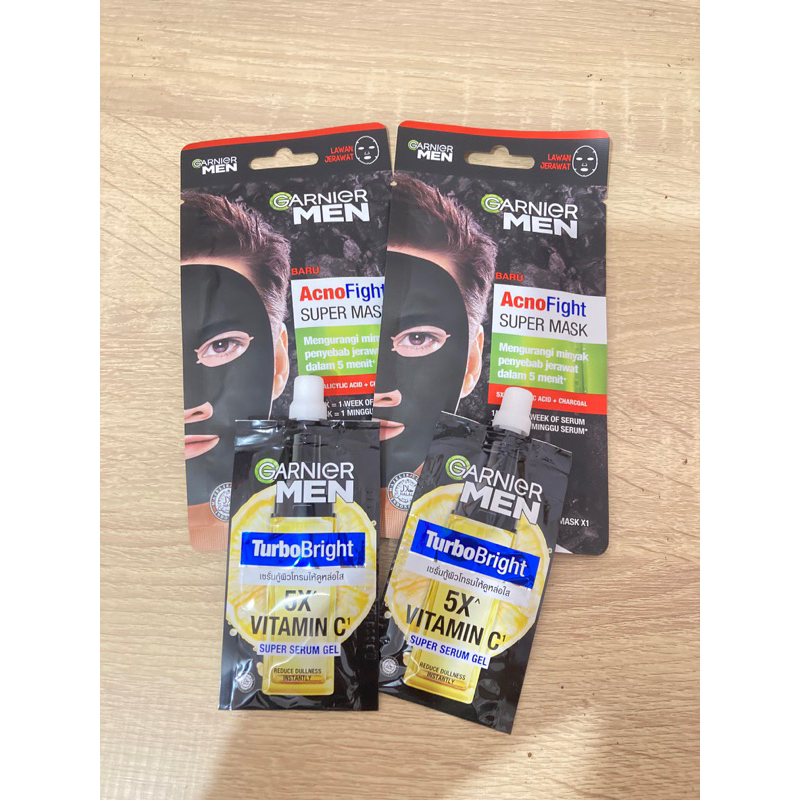 garnier men bundle acnofight super mask turbobright serum vitamin c
