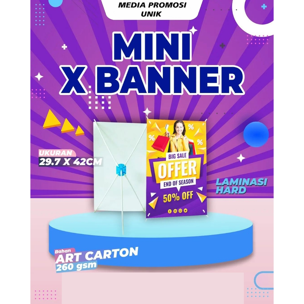 CETAK MINI X BANNER/ CETAK BANNER MEJA / STANDING TABLE, STAND PROMOSI KECIL