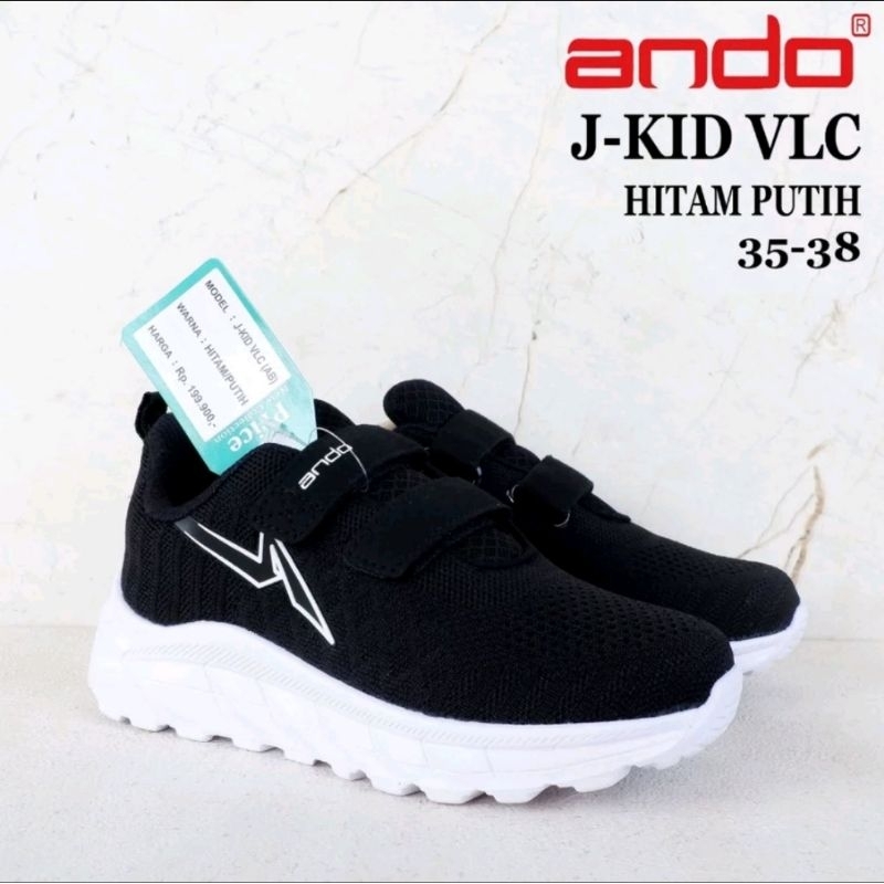 Sepatu ANDO - Size 35-38 - J-KID VLC - TIPO VLC - Sepatu Sekolah Anak Laki-laki - Sepatu Sneakers An