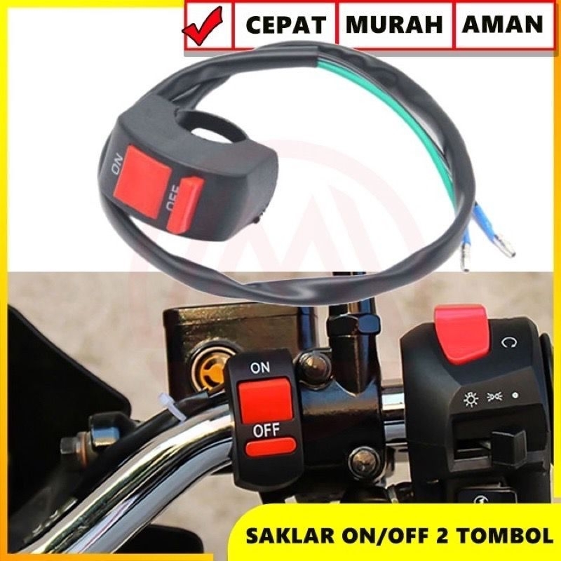 ￼SAKLAR ON OFF STANG SAKLAR LAMPU MOTOR ON OFF SWITCH UNIVERSAL SAKLAR STANG MOTOR 2 TOMBOL