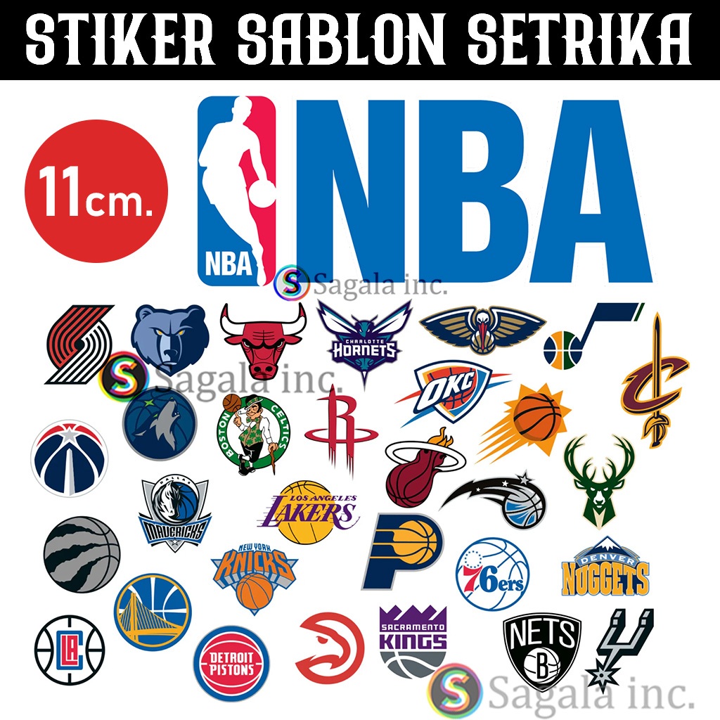 

STIKER SABLON SETRIKA - NBA BASKET 11CM - BULLS LAKERS WARRIORS PACERS CAVALIERS CELTICS LAKERS HAWK