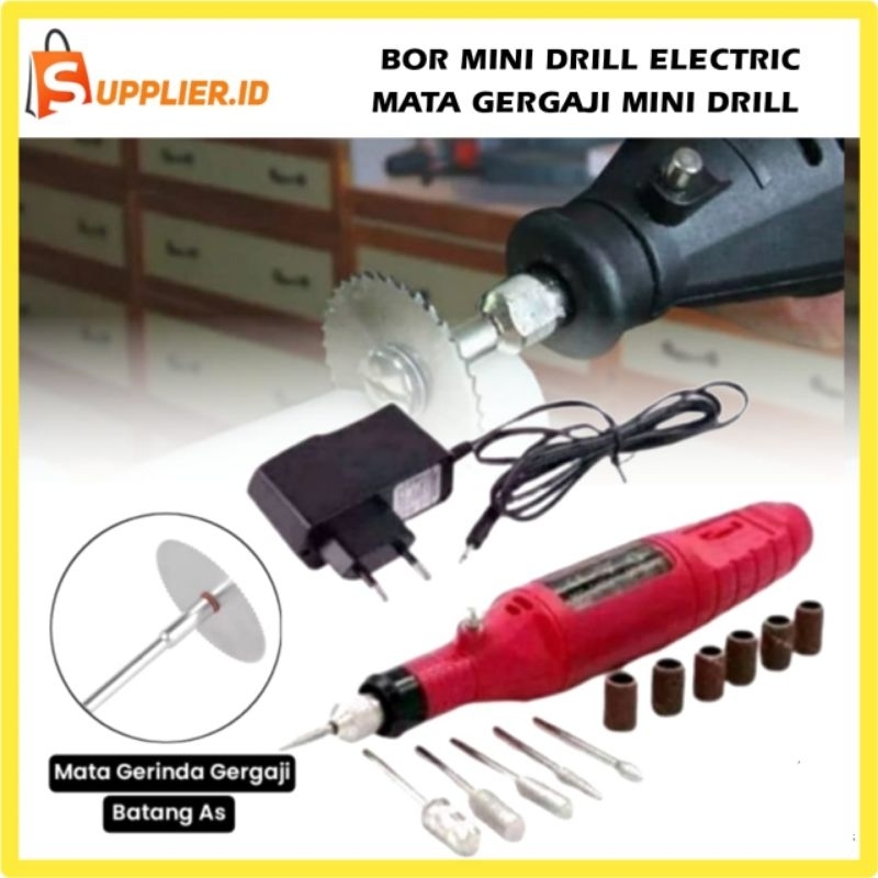 Mesin Mini Grinder Grafir Bor Potong Ukir + Mata Gergaji + As Batang