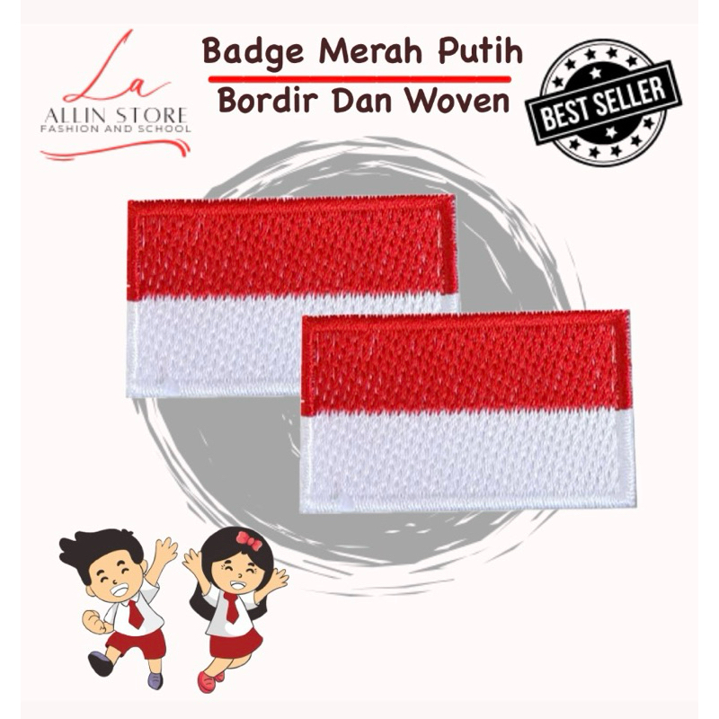 Bet bendera Merah Putih Bordir woven