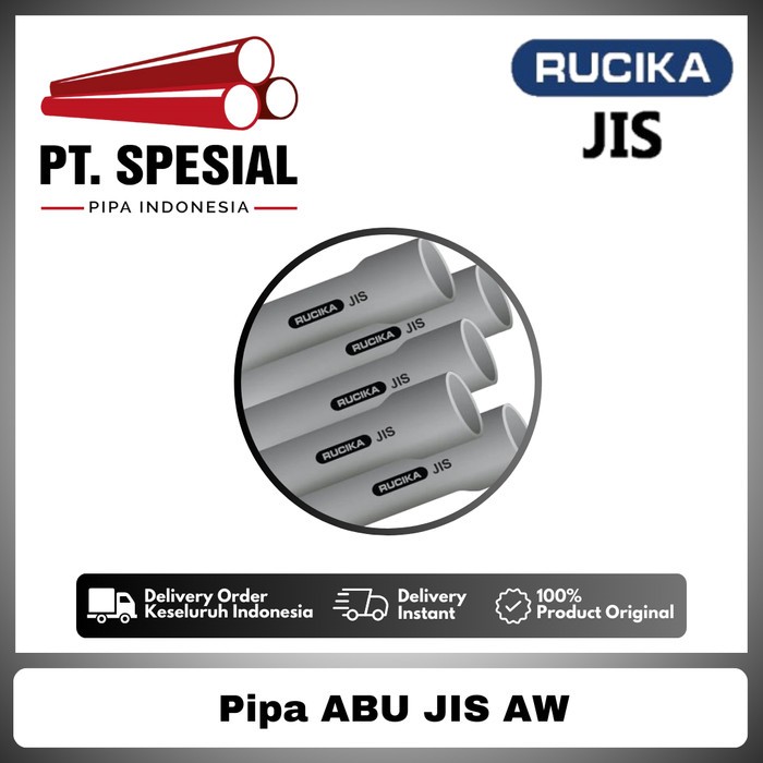 Pipa PVC Abu JIS Rucika Type VP 2 Inch / Pipa JIS AW Rucika PerBatang 4Mtr  -12