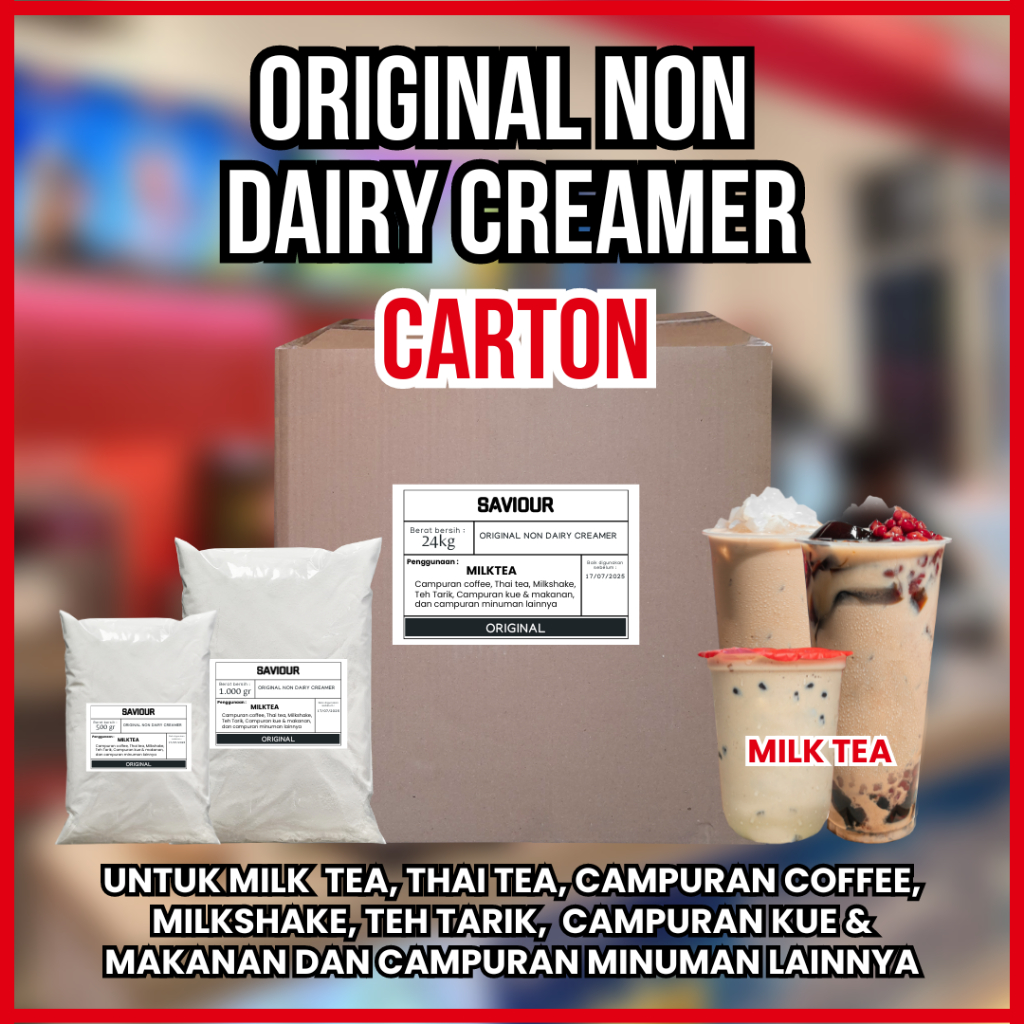 

SAVIOUR ORIGINAL Non Dairy Creamer NDC Krimer Nabati Rasa CREAMY Persis M*X** MilkTea 1 Carton 24kg