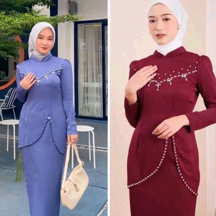 (ADA JUMBO) NEW Oneset Felicya Kurung Melayu Malaysia Kekinian | Dress Pesta Setelan Wanita Baju Kon