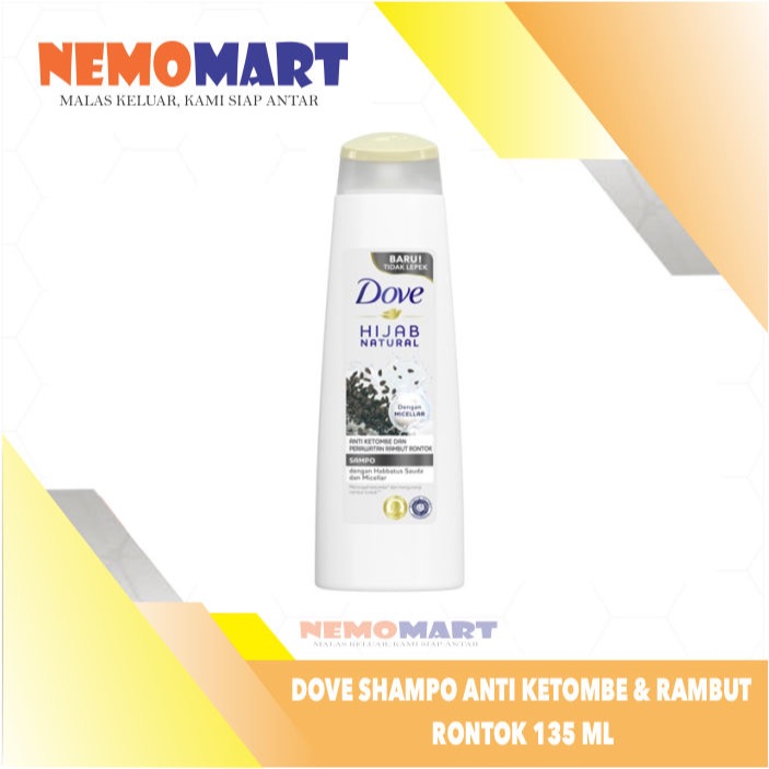 DOVE HIJAB NATURAL SHAMPO ANTI KETOMBE RAMBUT RONTOK 135 ML SAMPO HABBATUSSAUDA 135ML SHAMPOO DANDRU