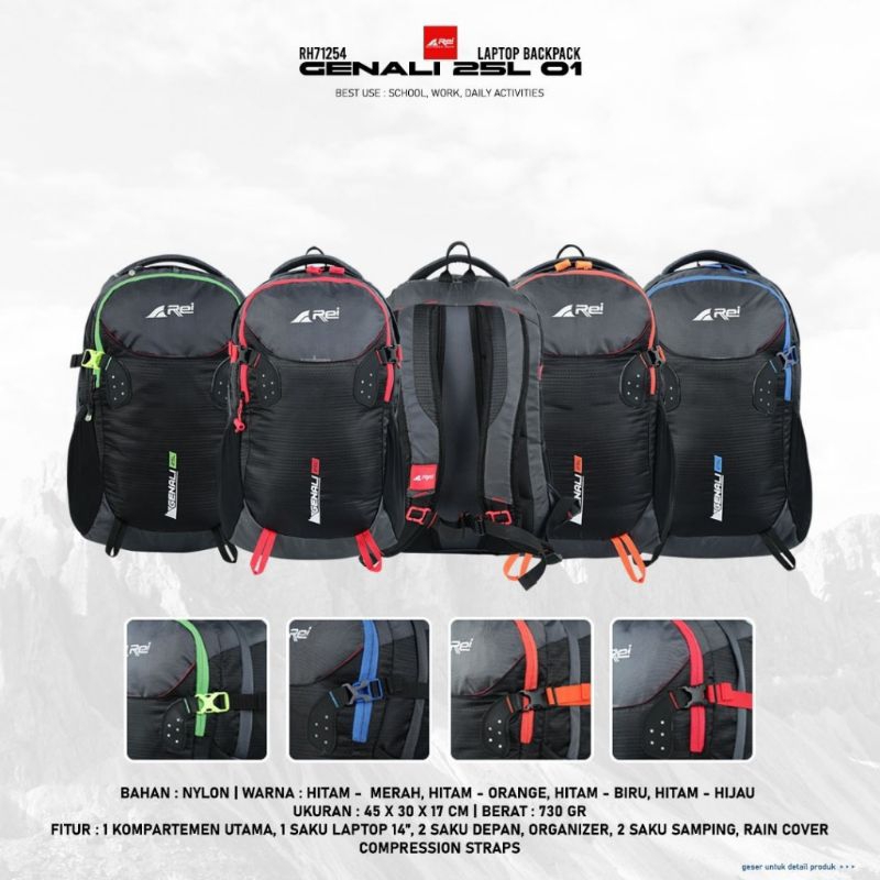 Tas Ransel Pria 25L GENALI 01 AREI OUTDOORGEAR - BACKPACK PRIA WANITA REI 25L GENALI 01 - TAS RANSEL