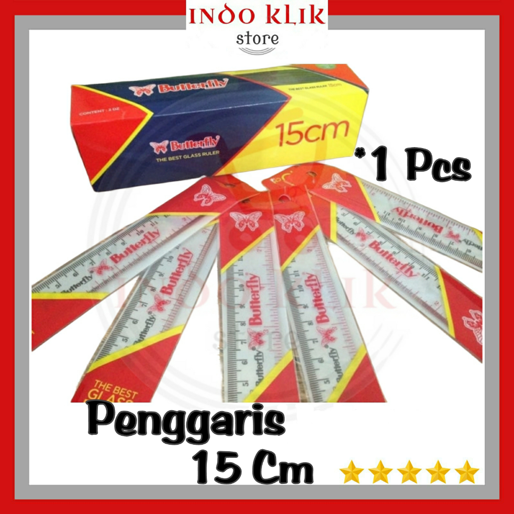 

Penggaris Butterfly 15 cm / Alat Ukur Panjang 15 centimeter Ecer & Pack