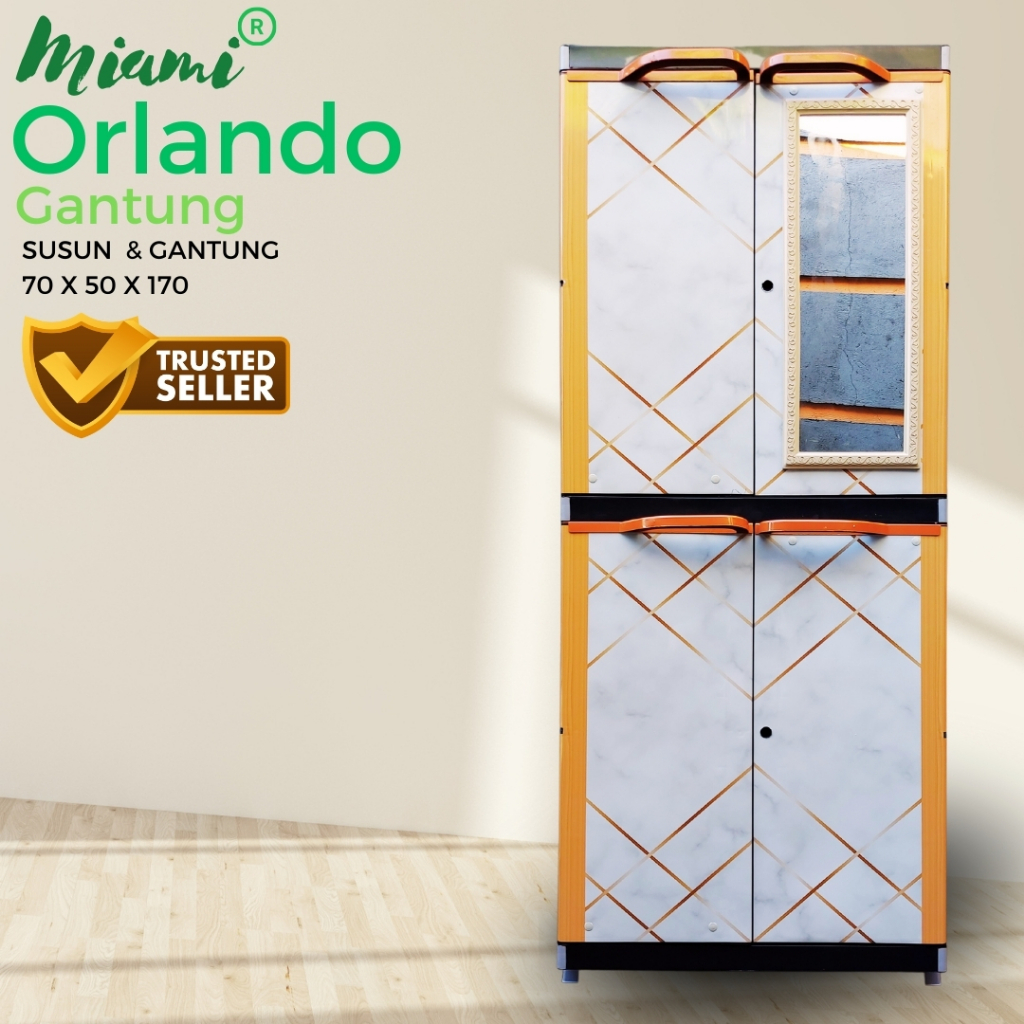 Miami Orlando Lemari baju plastik gantung cermin susun almari plastik pakaian jumbo