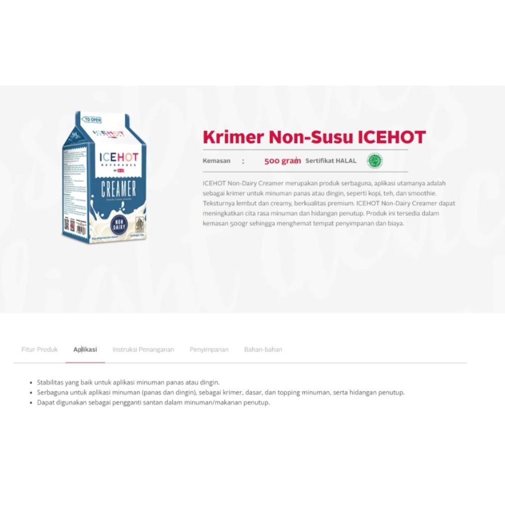 

Rich's Ice Hot Non Dairy Creamer 500gr ( KRIMER )