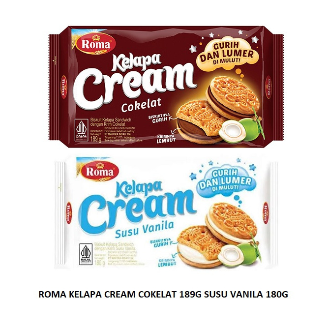 

ROMA BISCUIT KELAPA CREAM COKELAT dan KELAPA CREAM SUSU VANILA