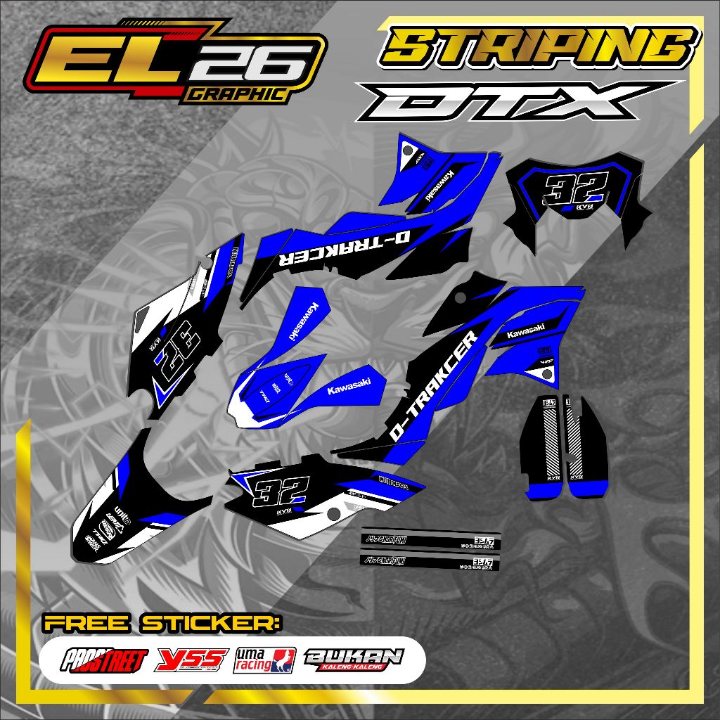 446 DECAL STICKER KAWASAKI DTX - DECAL KAWASAKI DTX MOTIF RACING