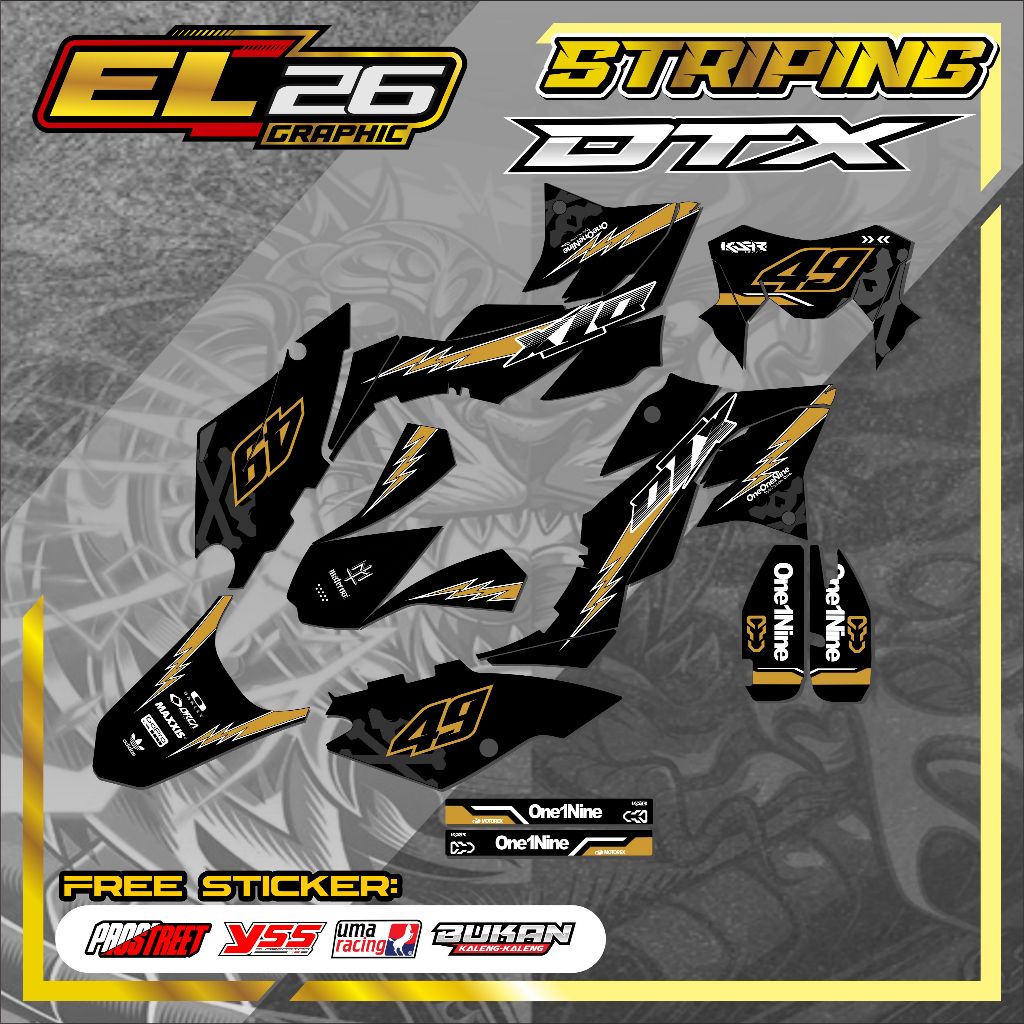 451 DECAL STICKER KAWASAKI DTX - DECAL KAWASAKI DTX MOTIF RACING