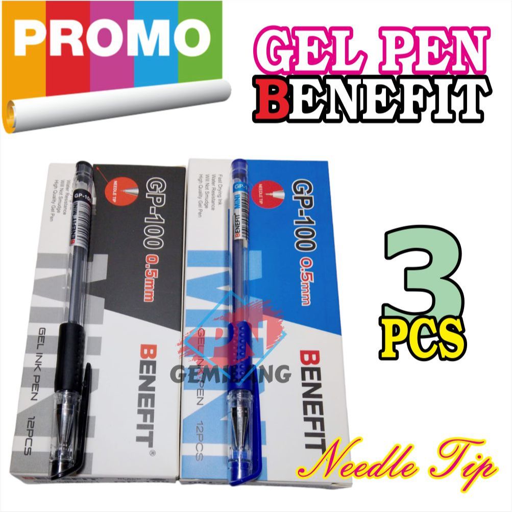 

PENA GEL BENEFIT Gel Pen 0.5mm GP 100 BOLPOINT OIL PEN Harga 3 pcs