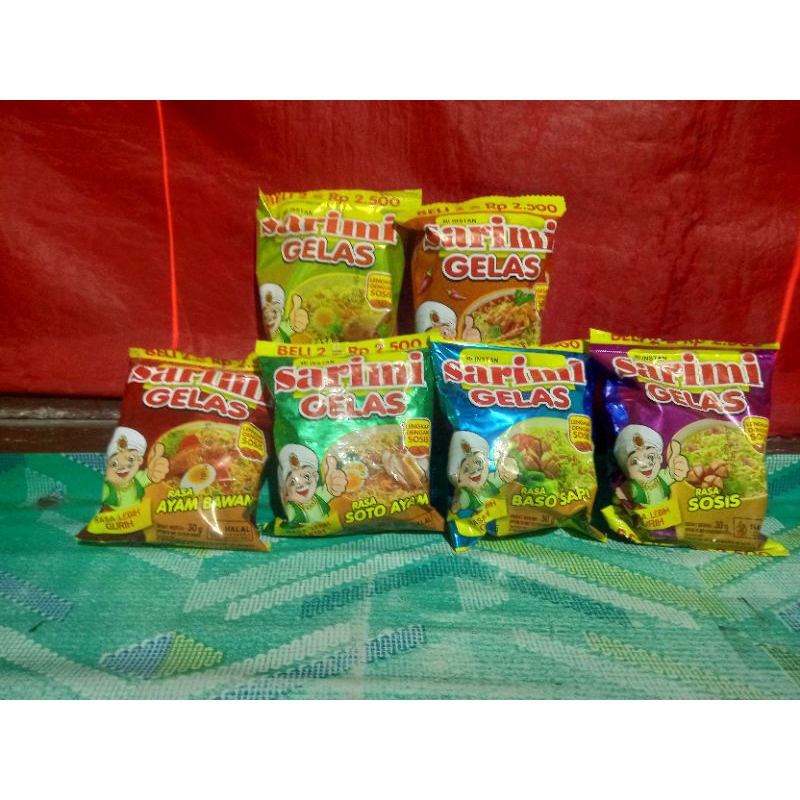 

Sarimi Gelas All Varian 1 Renceng | Ayam Bawang | Soto Ayam | Baso Sapi | Sosis | Kari Ayam | Pedas Dower |