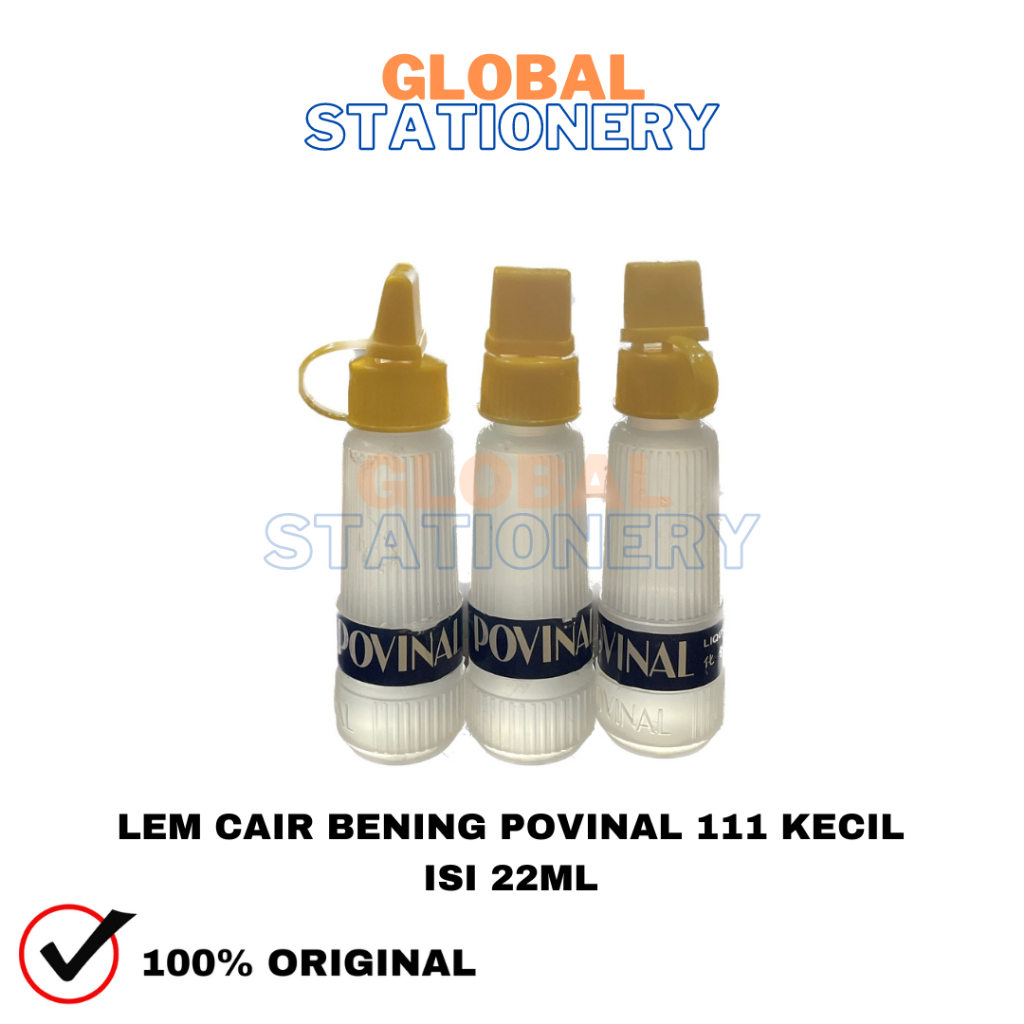 

Lem Cair Lem Bening POVINAL 111 Ukuran Kecil isi 22ML
