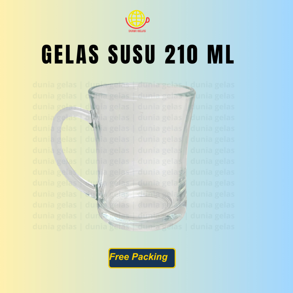 1 pcs Gelas Kaca Gagang 210 ml / Gelas Susu / Gelas Kaca Murah / Gelas Kopi Gagang / Gelas Kaca Beni