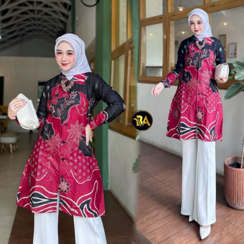 ATASAN TUNIK BATIK LOMPONG TUNIK BATIK TUNIK TERBARU ATASAN KERJA WANITA BATIK BUSUI FRIENDLY