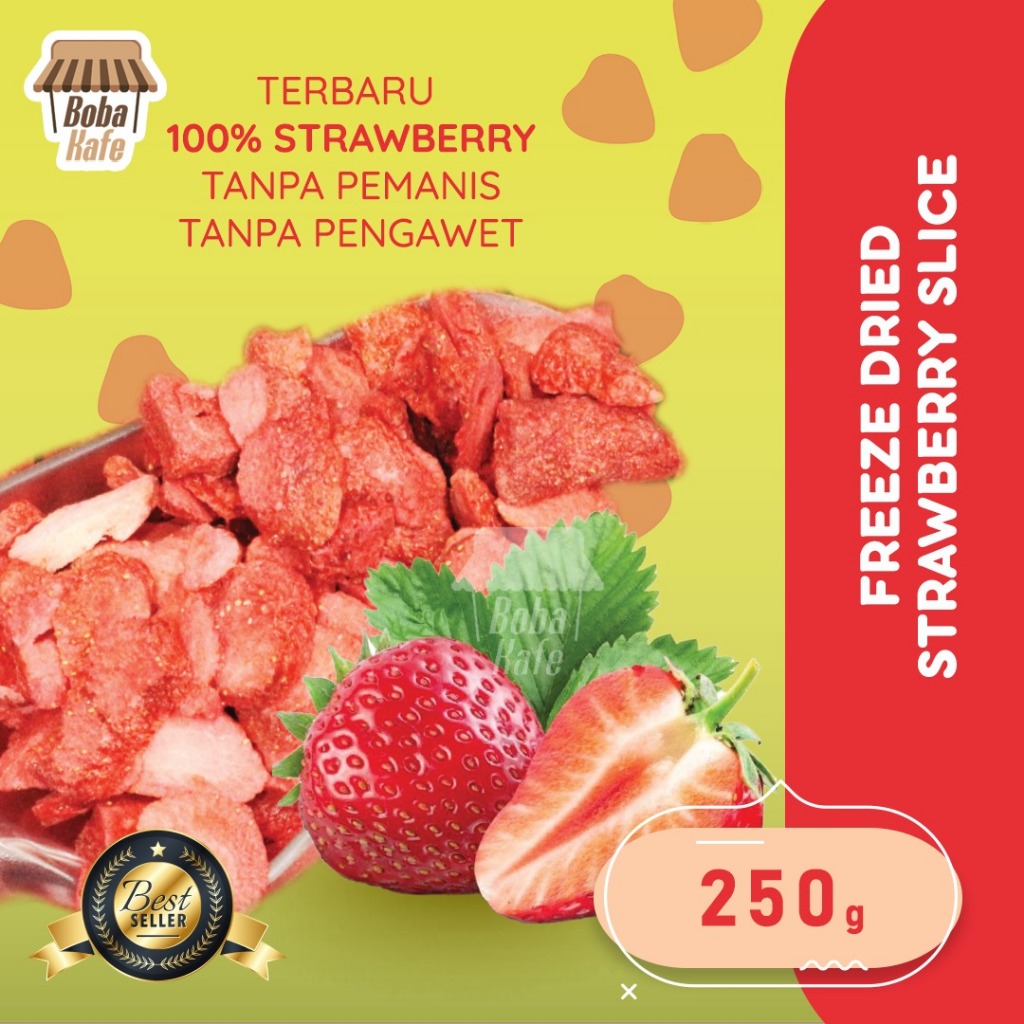 

FREEZE DRIED STRAWBERRY SLICE - IRISAN BUAH STRAWBERRY ASLI @250GR