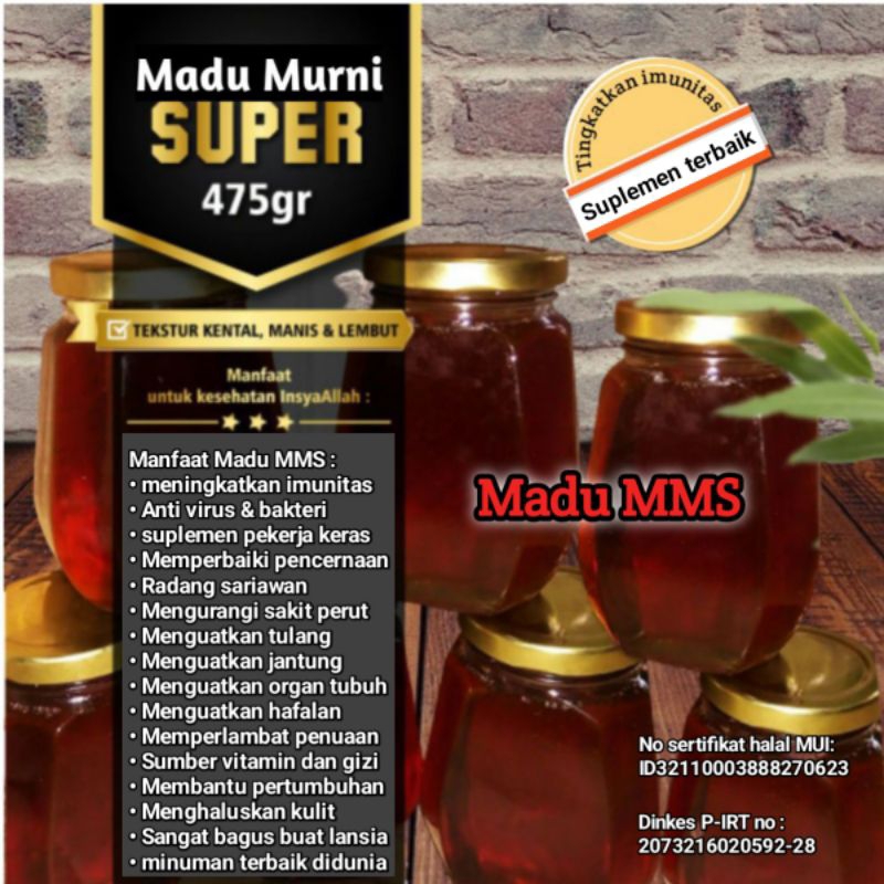 

MADU MURNI SUPER 475 GRAM MADU KENTAL KUALITAS SUPER 475 GRAM| MADU LOKAL SERASA MADU ARAB IMUNITAS DAYA TAHAN TUBUH