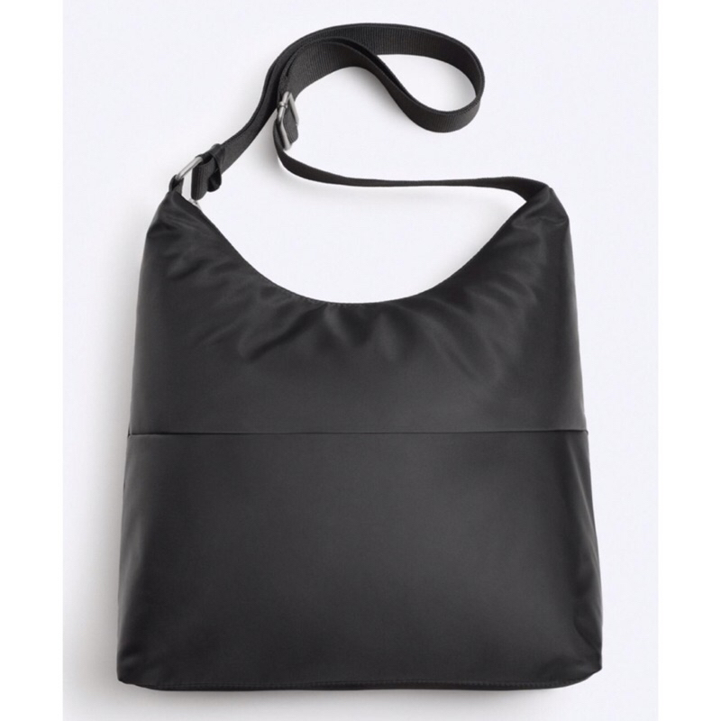 ZARA Men XL Nylon Crossbody Bag Tas Selempang Bahu Pria Black