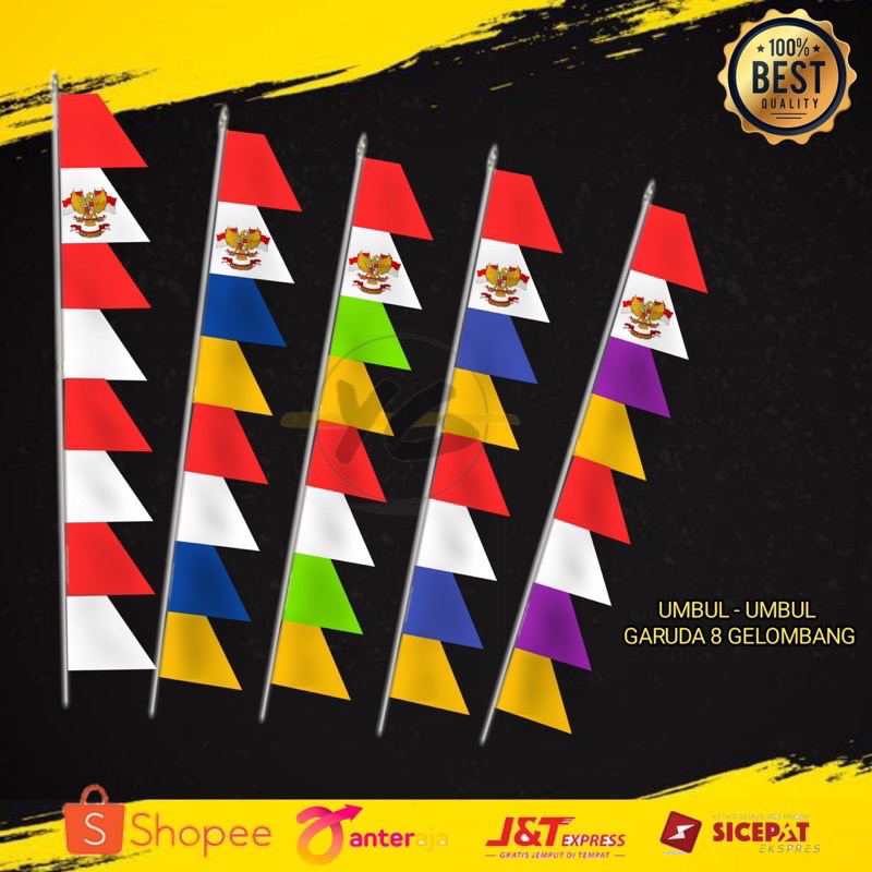 Bendera Umbul Umbul  Warna Warni Murah harga Grosir 20 pcs/1 kodi Merah Putih Umbul Umbul Garuda