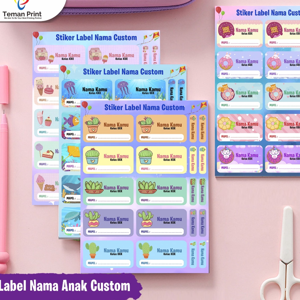 

KODE L89H Teman Print Stiker Sheet Pack Lebel Nama Anak Mata Pelajaran Mapel Nama Buku Tulis