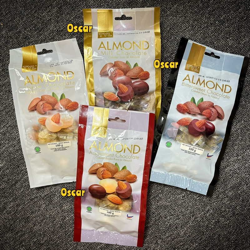 

Tyl Almond 100g chocolate import coklat cokelat isi almond utuh premium