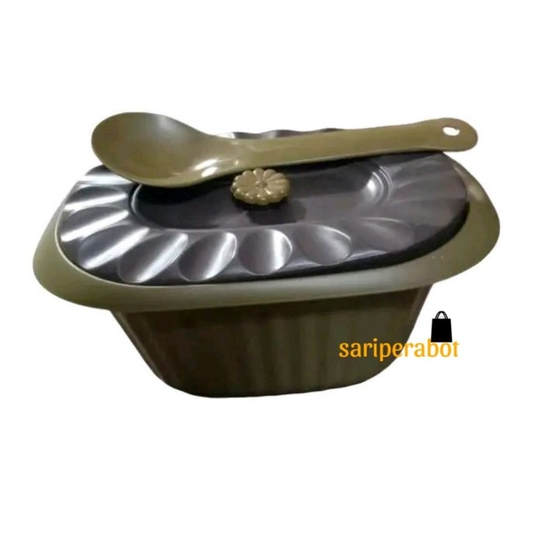 Basi Oval Oscar Warna Gold / Basi Prasmanan Set ( Basi + Tutup + Sendok Sayur )