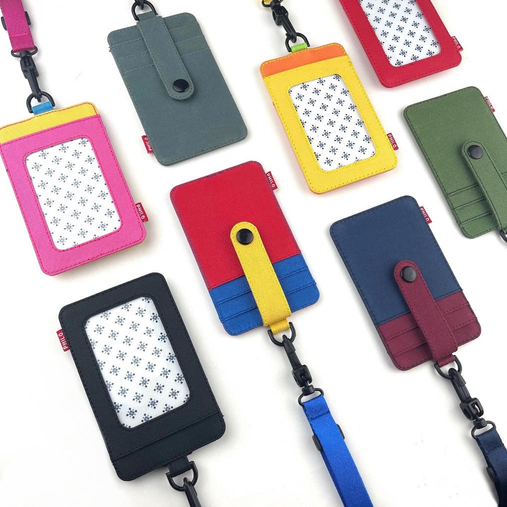 

KODE N9Q ID card holder dompet gantung name tag kartu lanyard kantor kain polos